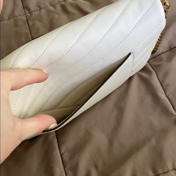 Tory Burch Kira chevron clutch in new ivory